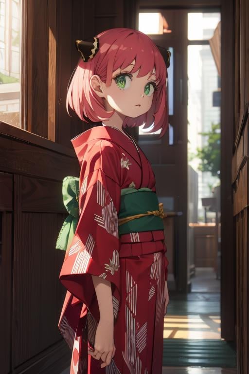 <lora:anya3:1>,anya,short_kimono,green eyes,