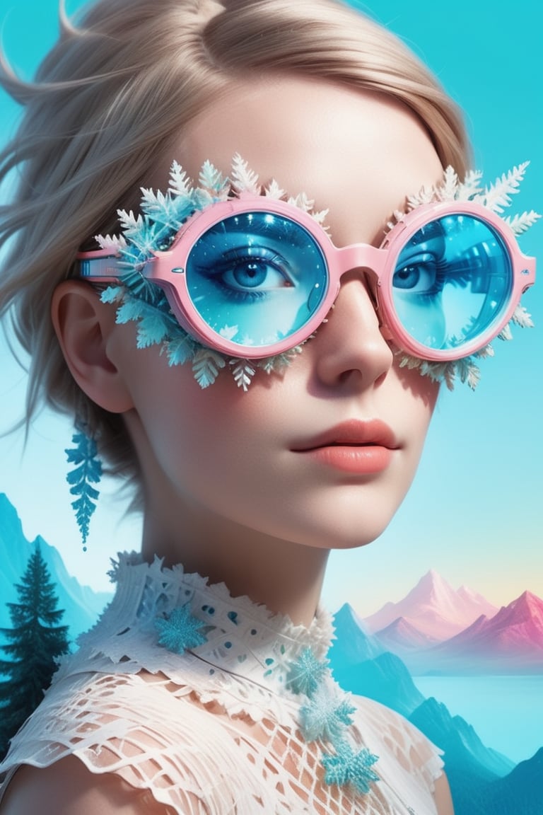 Create innovative mixed media style digital art combining elements of photography, 3D, glitch art, and generative art. Feature landscapes and pop culture icons with unexpected textures, layers, and dimensions.
,realism,realistic,raw,analog,photorealistic,sfglasses