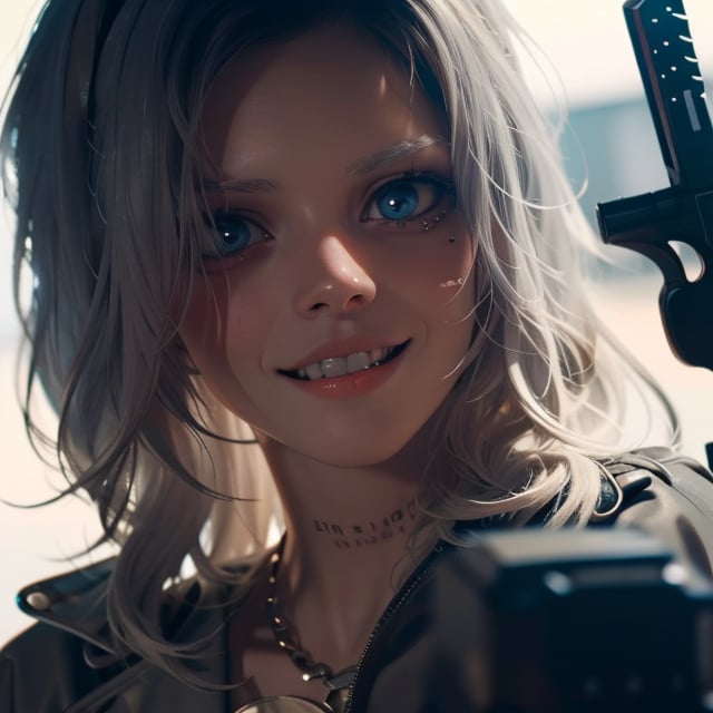 Samara Weaving in Guns Akimbo,  close-up,  focus on face by sendman on Tensor.Art