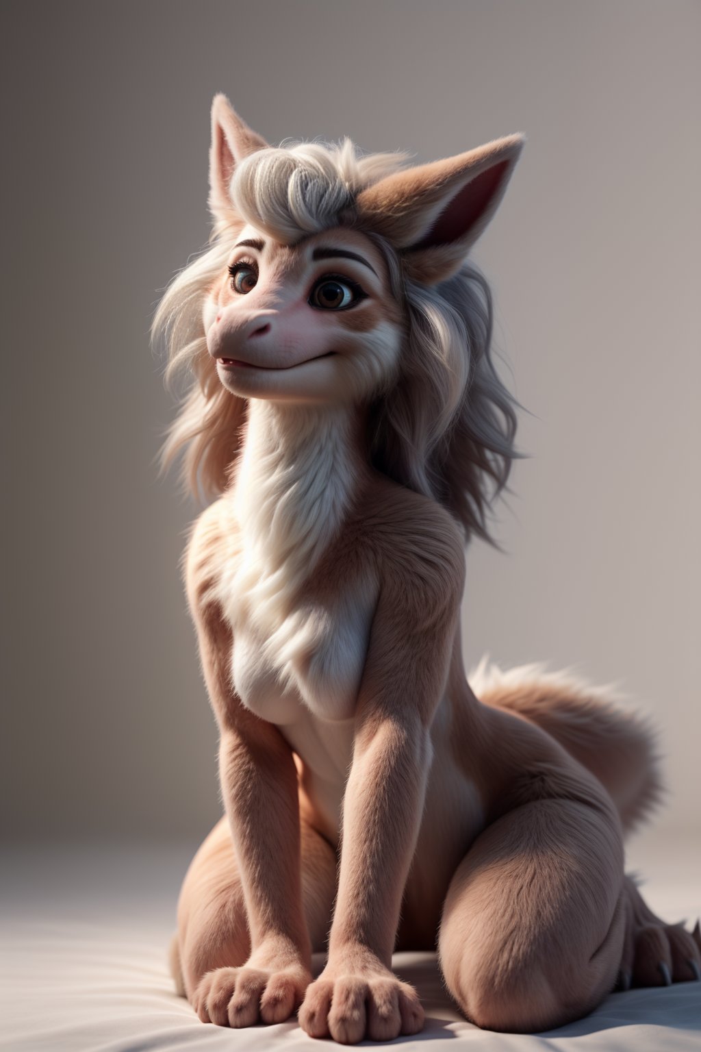 female, anthro, adorable (floofy) dragon, realistic