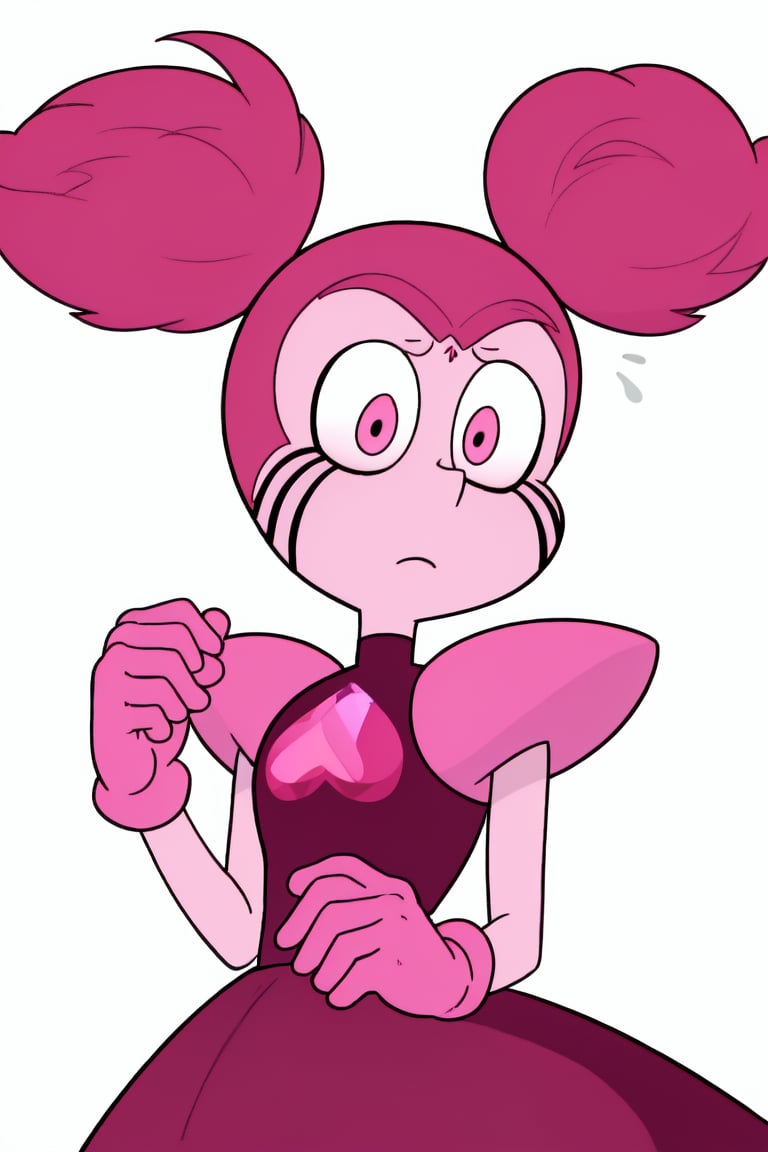 Spinel, pink hair,pink hair,Steven Universe, 1girl, solo, master piece, perfect body, pigtail hair, pink gloves, nose, 2 pigtails, perfect nose, spike pigtails, perfect face,