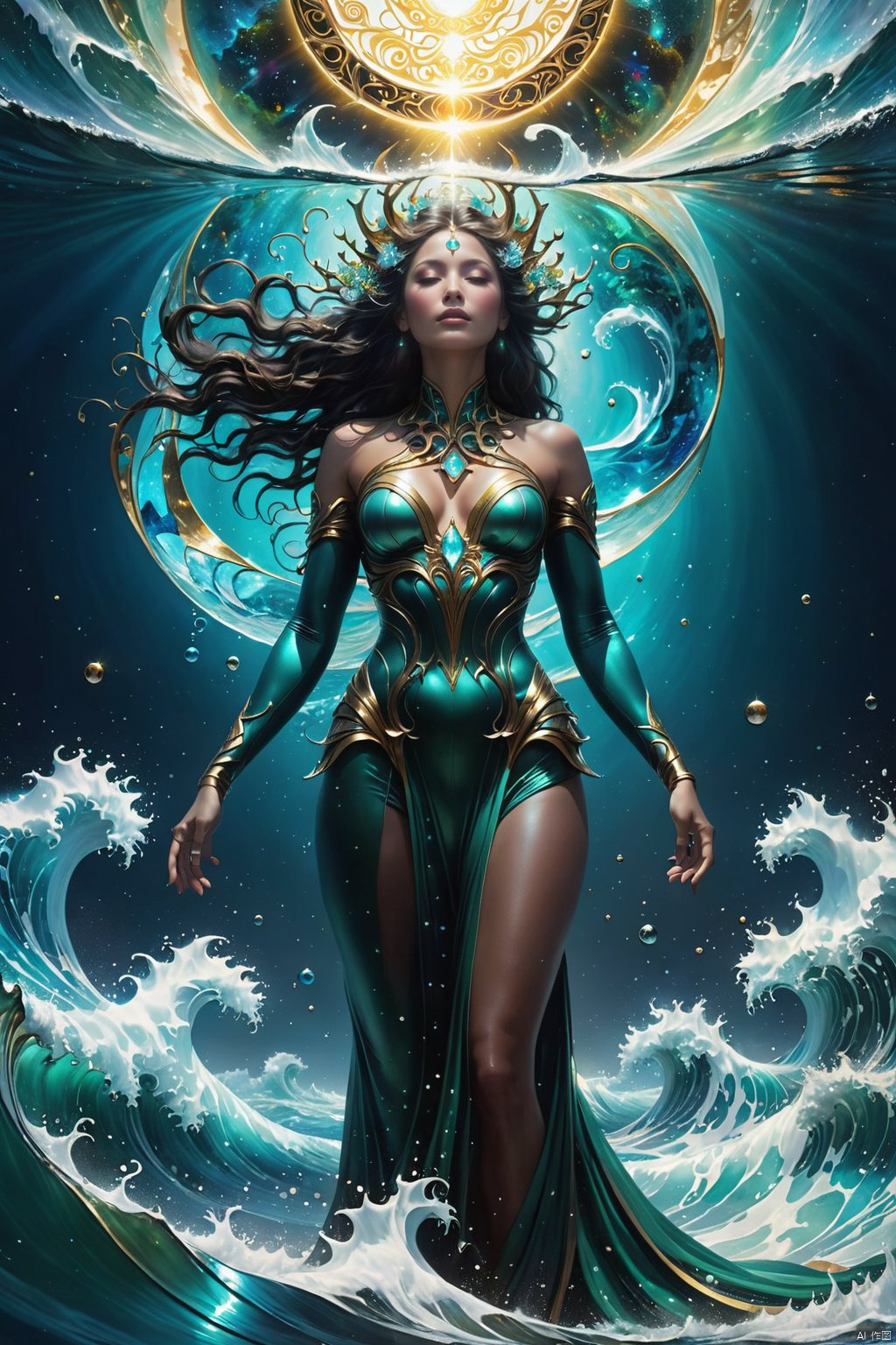 Mother emerges from the cold depths of nothing, synthetic life breathes, metal, glass, skin respond, undulates, writhes, light radiates from the scintillating waves, welcome Gaia.