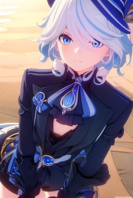 furina, <lora:genshin furina ingame-lora-nochekaiser:1>,furina, short hair, ahoge, white hair, blue eyes,BREAK gloves, hat, shorts, black gloves, thigh strap, black shorts, top hat, ascot, brooch,BREAK outdoors,BREAK looking at viewer, (cowboy shot:1.5),BREAK <lyco:GoodHands-beta2:1>, (masterpiece:1.2), best quality, high resolution, unity 8k wallpaper, (illustration:0.8), (beautiful detailed eyes:1.6), extremely detailed face, perfect lighting, extremely detailed CG, (perfect hands, perfect anatomy),