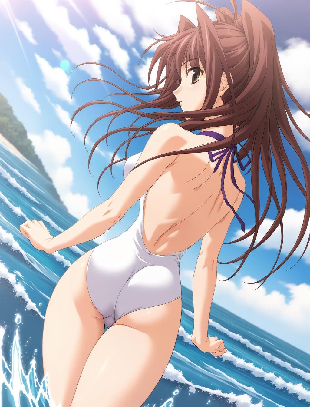 1girl,  Fujiwara Miyabi,  white backless one-piece swimsuit by CruZz127 on Tensor.Art