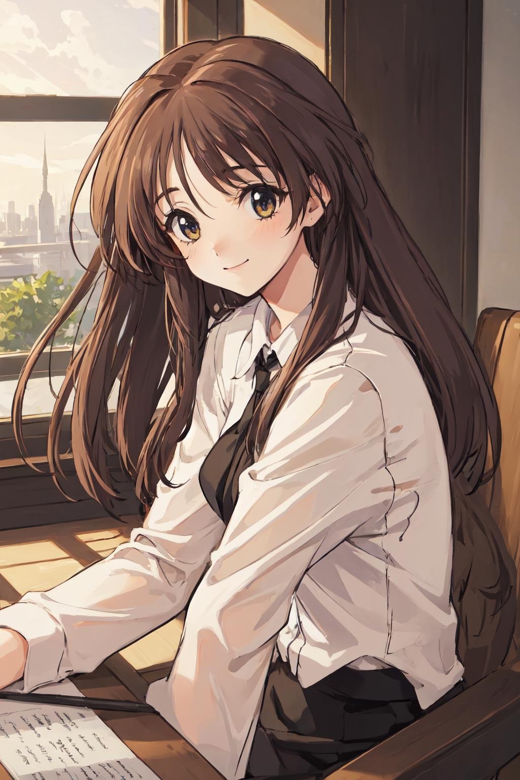 ayaka hizuki,office lady,1girl, solo, masterpiece, best quality,light smile, 