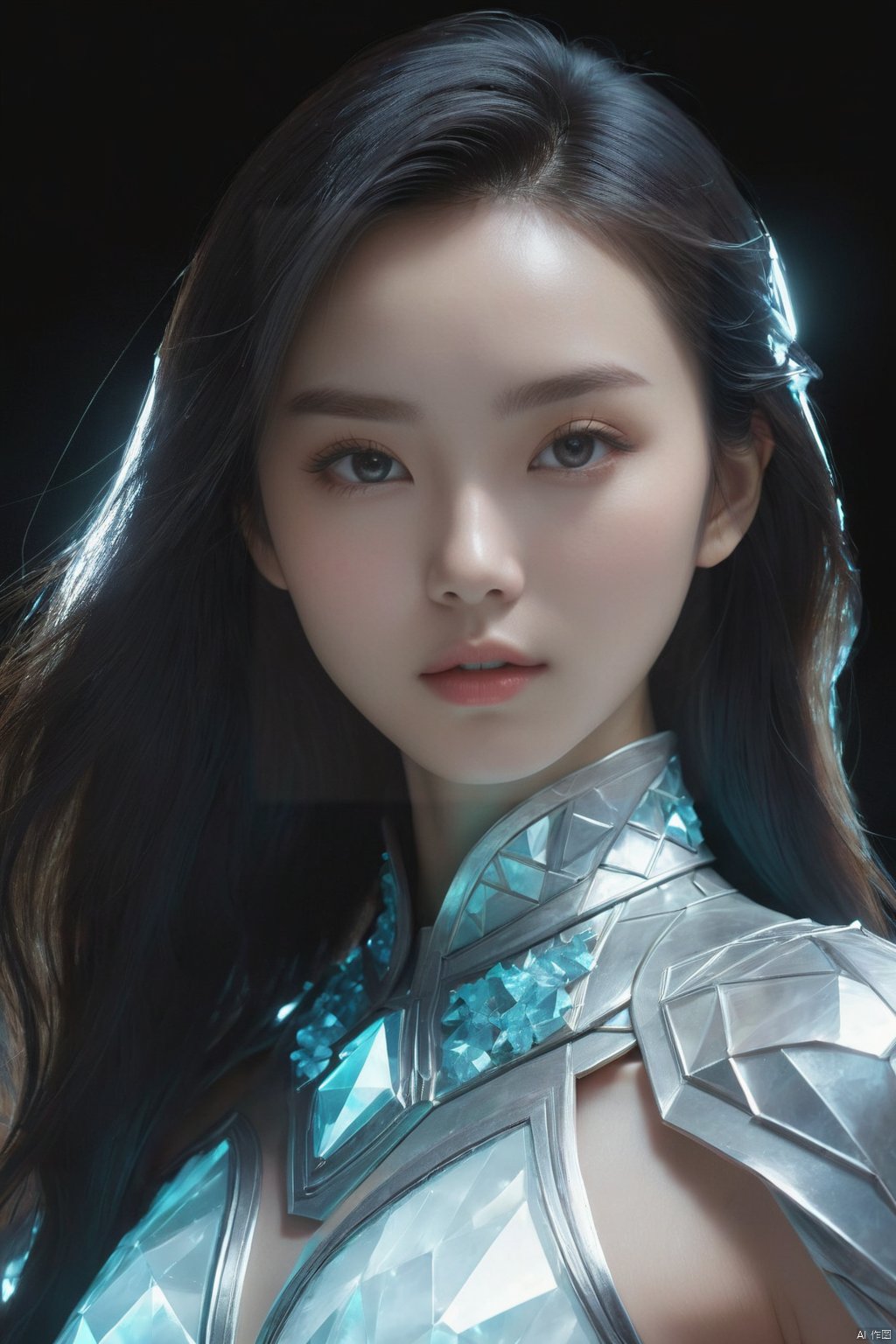  cinematic, fashion photo of a beautiful girl named yang ying in the style of neomorphism, the transformation of minerals into polymorphs, glowing crystals, hyper detailed, photorealistic, detailed glow, ambient occlusion, ambient light