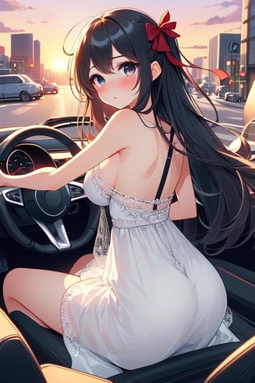(((masterpiece))),  (((best quality))),  ((girl driving cabrio on busy street)) by 鬼畫符 on Tensor.Art