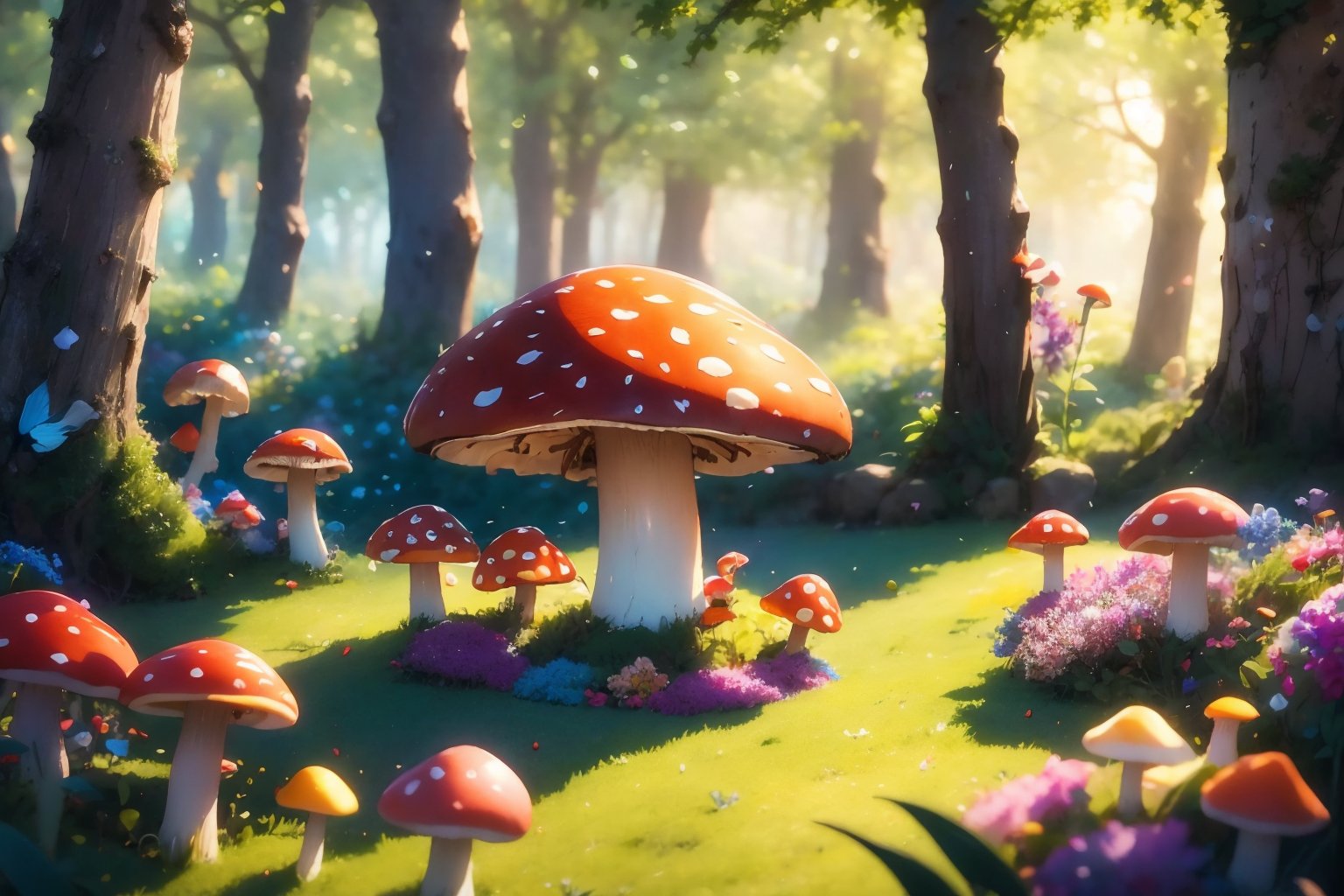 flower,outdoors,tree,no humans,grass,nature,scenery,mushroom,<lora:EMS-304972-EMS:0.800000>