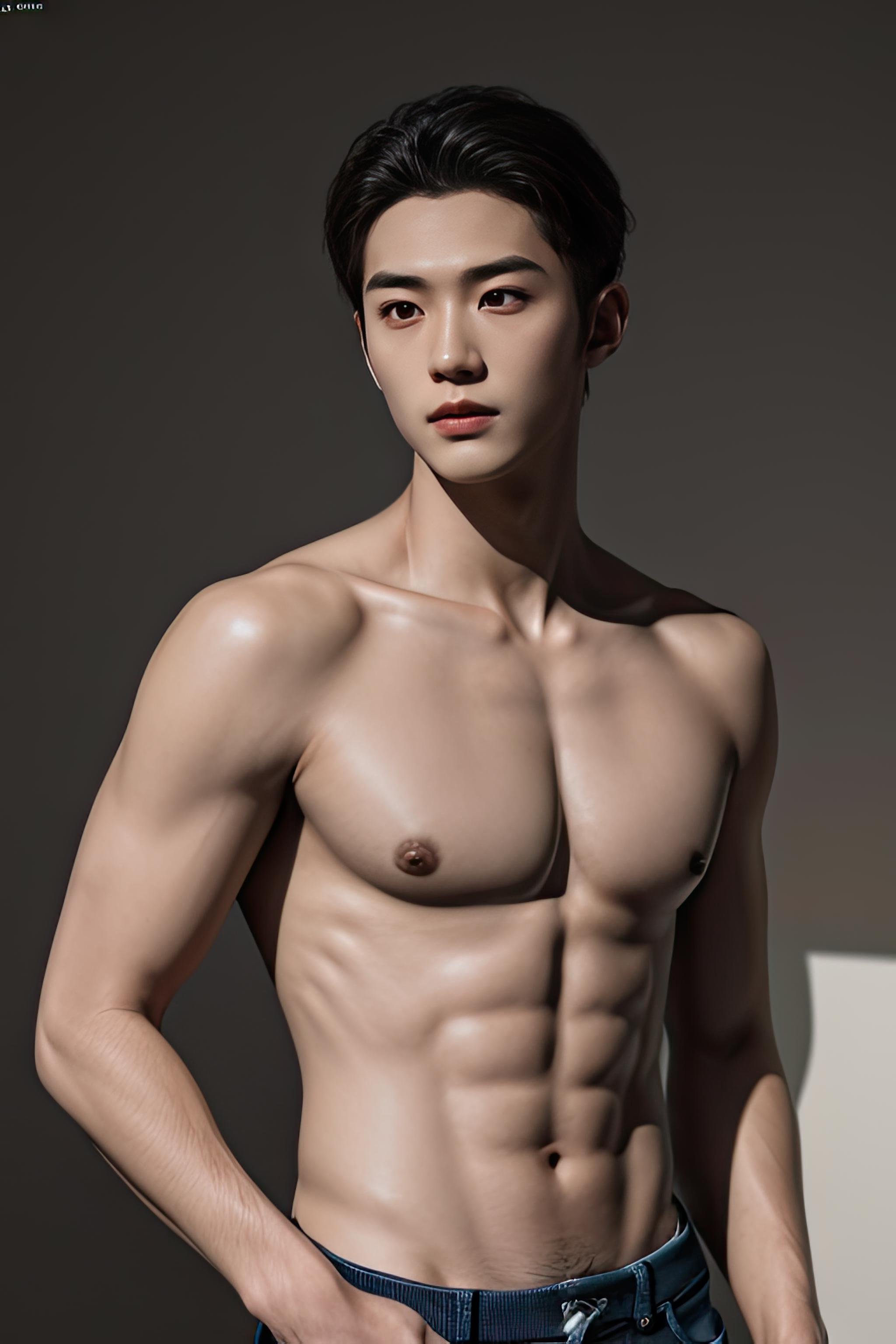 (masterpiece:1.21),(bestquality:1.21),8k,high detailed,ultra-detailed,photography,award winning,documentary,Original Photo,realistic,Ultra detailed digital art masterpiece,(absurdres:1.1),slim asian male,tall,thin,handsome,black eyes,glint,1boy,homo,gay,(realistic skin:1.1),(pores:1.21),(high detailed skin:1.21),(pants:1.41),(topless:1.312),(thin body:1.41),photography,hdr,vibrant,octane render,(8k:1.21),(detailed fingers:1.1),GS-DeFeminize,Studio lighting,High resolution scan,physically-based rendering,Cinematic Lighting,shadow,depth of field,(low saturation:1.3),thick eyebrows,,