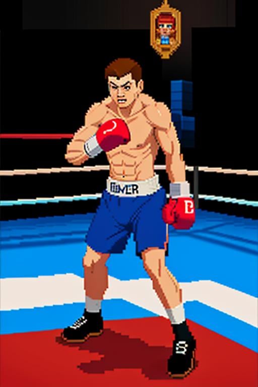 boxer in the ring,  pixel art,  blocky by dbst17 on Tensor.Art