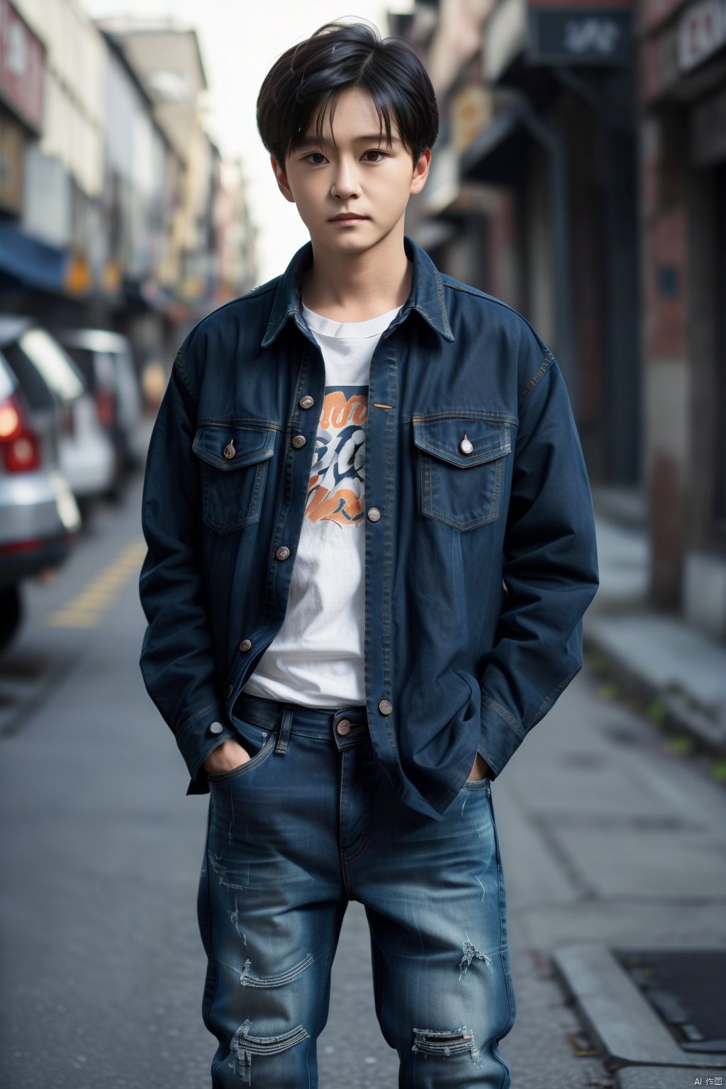 solo,  shirt,  black hair by 蔚蓝Blue on Tensor.Art