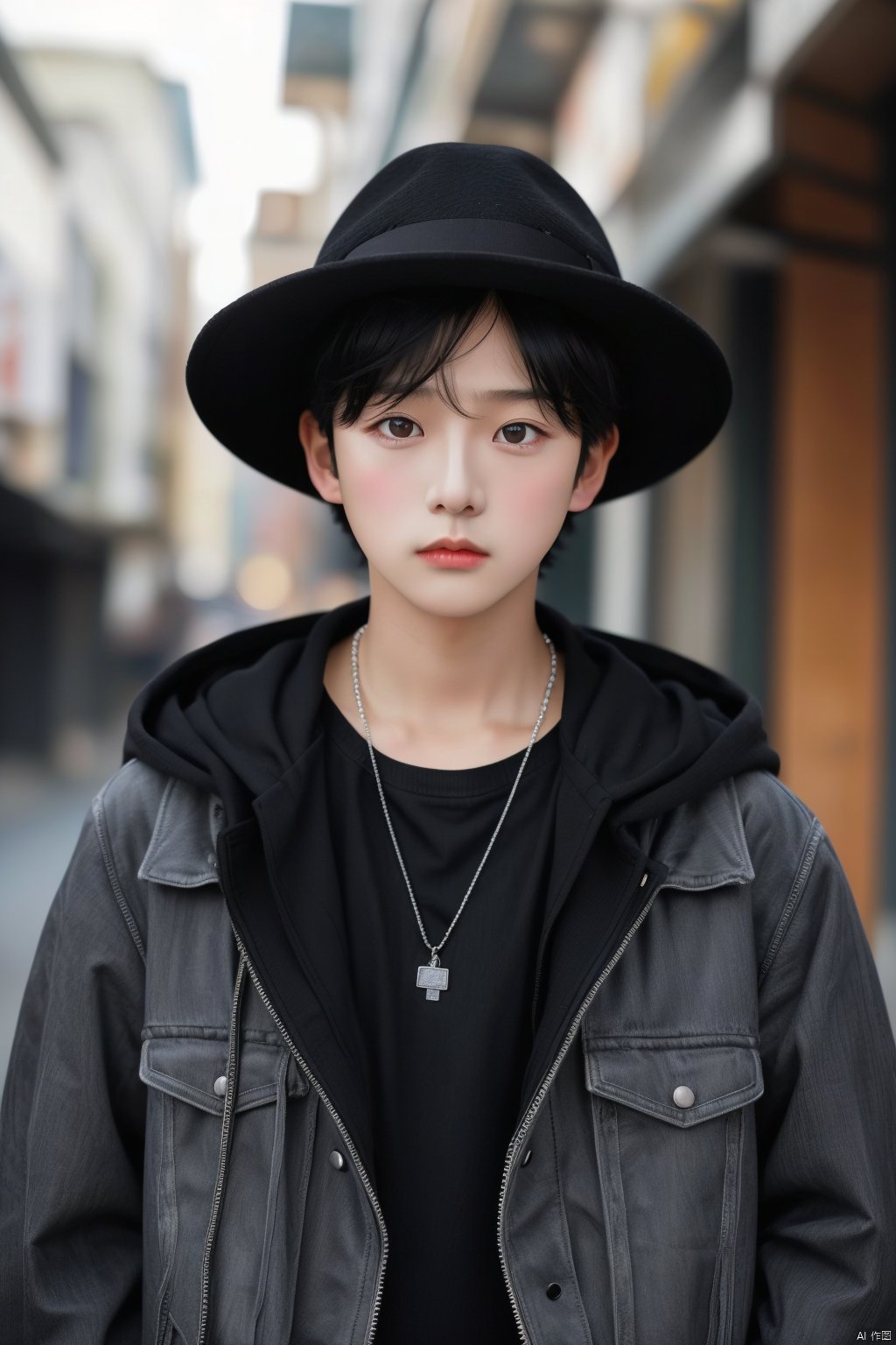 solo,  looking at viewer,  black hair by 蔚蓝Blue on Tensor.Art