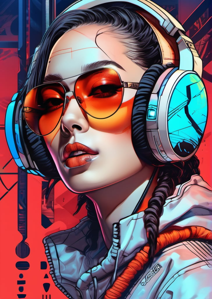 cyberpunk, sunglass,The long scar on the forehead is formed by a straight line drawn across many x marks, monkey skull, full detail body female, smily,smoking, detail nike jordan sneakers shoes, fashion, squat,ceramics, shoes, hoodie , croptop, logo,12k, water effect, blueoragenred, cinematic, minimalism fantastic background, ghost blade art style, fantastic, digital art, high detail, high detail skin, real skin, 8k, high_resolution, high quality, line code with glowing ancient characters, hdr:1.5, sharpness,