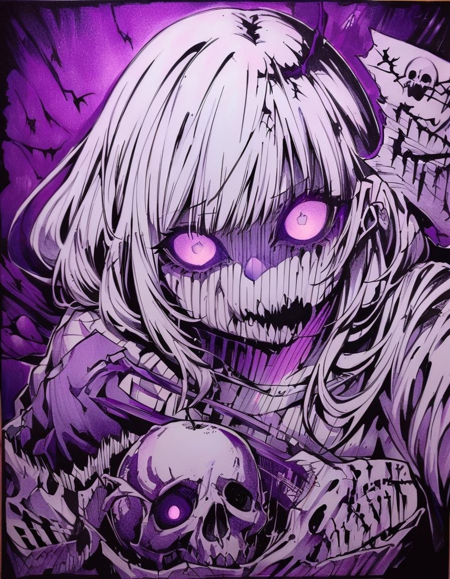 Horror-themed purple theme,  monochrome,  glowing by Lembont on Tensor.Art