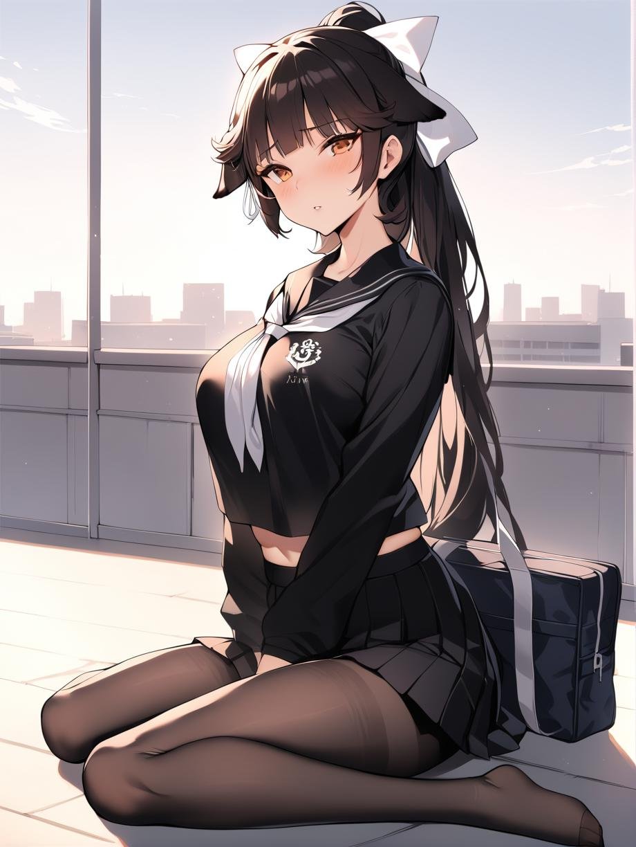 takao_\(azur_lane\),  long hair,  black serafuku by sk on Tensor.Art