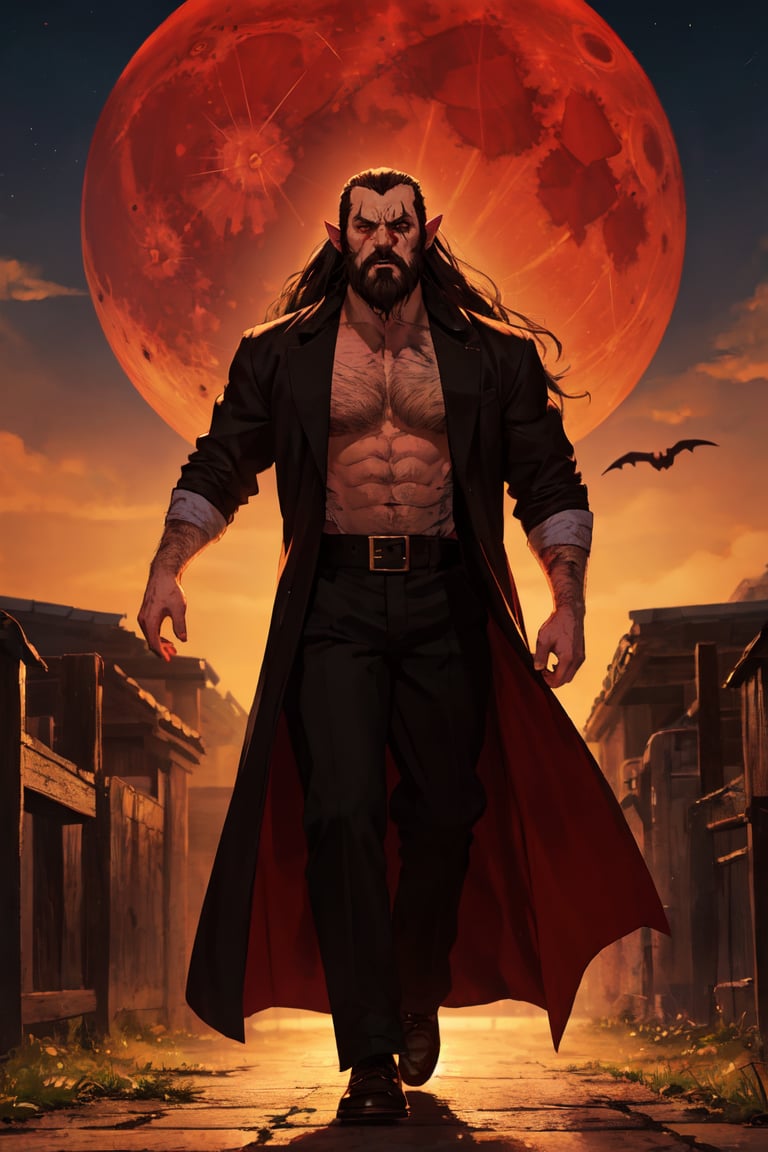 One old man, dracula, vampire face, pointy-ears, "beard long", black hair, long_hair, scar on left eye, paleskin, big_muscle, angry face, "flesh_fang", full_body, blood moon, walking, <lora:midjourney_20230624181825:0.200000>, , <lora:sam_yang_offset_right_filesize:0.500000>, , <lora:modernstyle:0.500000>, , <lora:more_details:0.500000>, , <lora:WOW_man:0.800000>