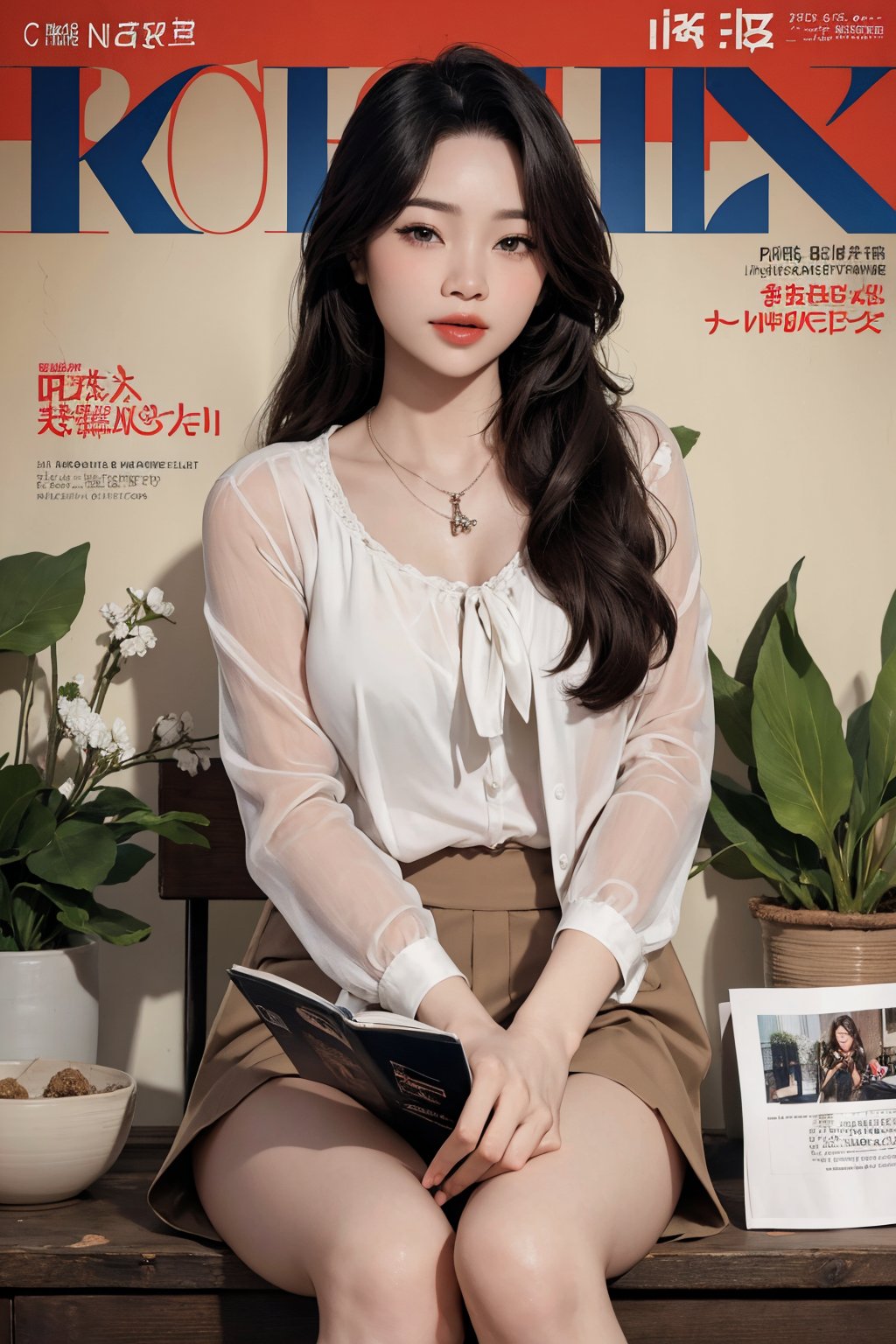 ((revealing and exposing clothes,)) different hairstyle, necklace, 1girl, looking at viewer,  ultra detailed, best quality, sharp focus, natural lighting, ((magazine cover,)) chimai,haohaoulz,chimai,kn,htt,sim,huondey,magazine cover,rosé,jennie,sanatw,momo