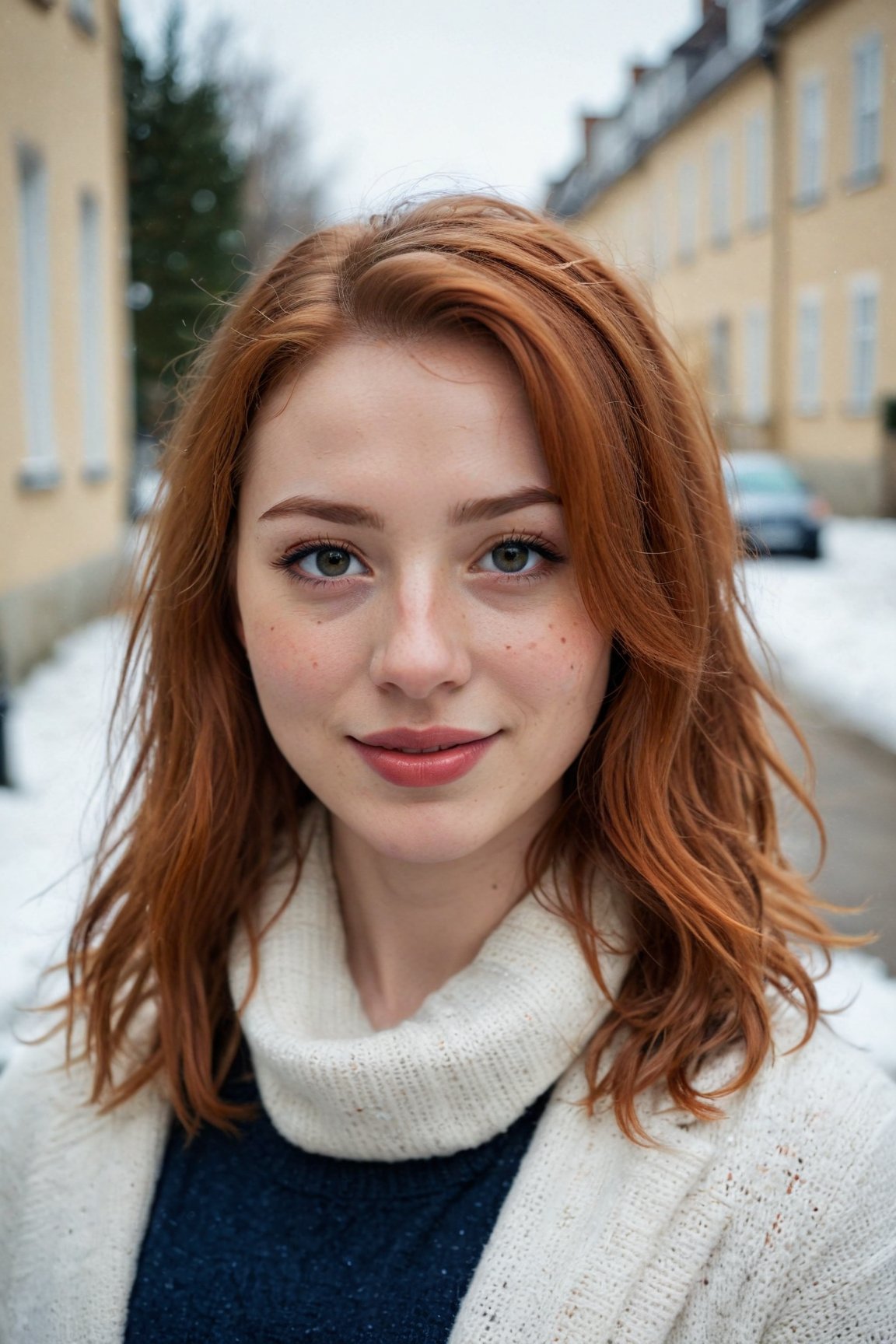 closed lips, cute smile, cinematic photo (art by Mathias Goeritz:0.9) , photograph, Lush Girlfriend, Tax collector, Rich ginger hair, Winter, tilt shift, Horror, specular lighting, film grain, Samsung Galaxy, F/5, (cinematic still:1.2), freckles . 35mm photograph, film, bokeh, professional, 4k, highly detailed
,1 girl,midjourney,yuzu, perfect, fingers,