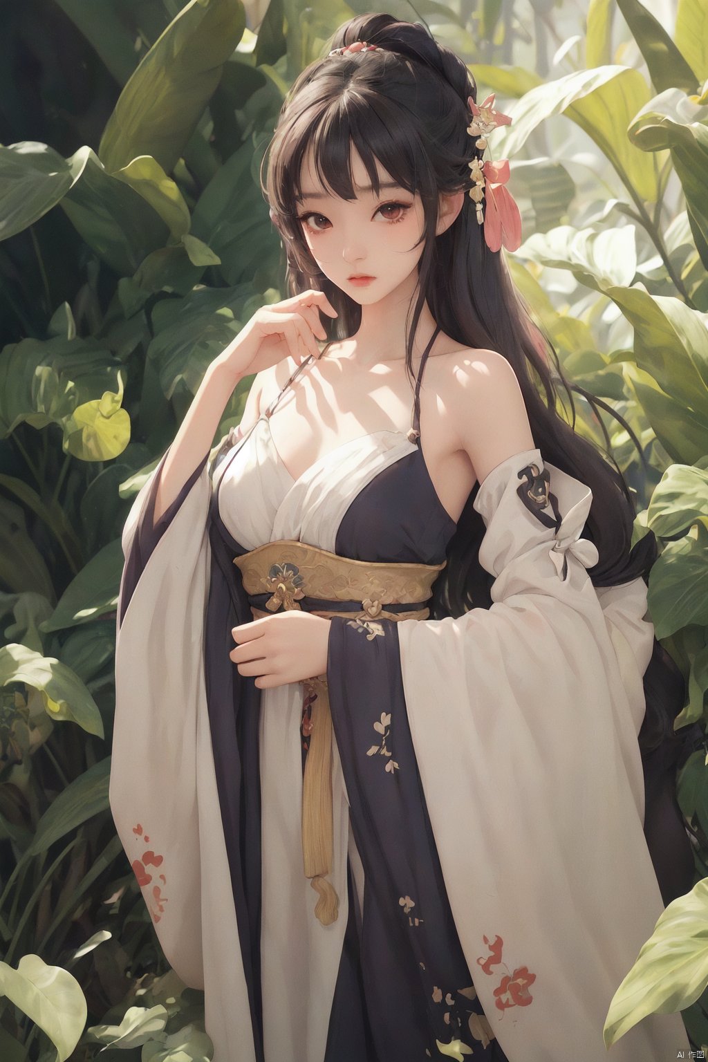  liuti,colorful theme,
1girl, hanfu,looking at viewer, cowboy shot ,
in the dark,sunhine light in hair,deep shadow,
best quality,masterpiece, highres, ( figma:0.8),
see through,bare shoulders,