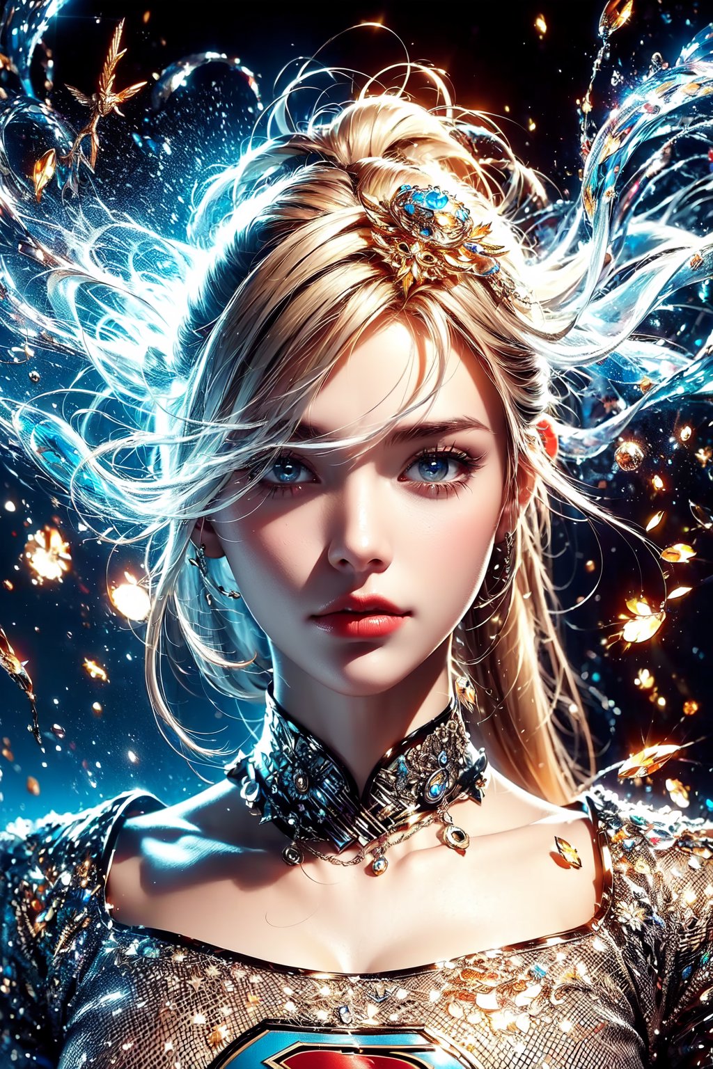 (supergirl),  Black and white entanglement,  crystal and silver entanglement by ghostwolfone on Tensor.Art