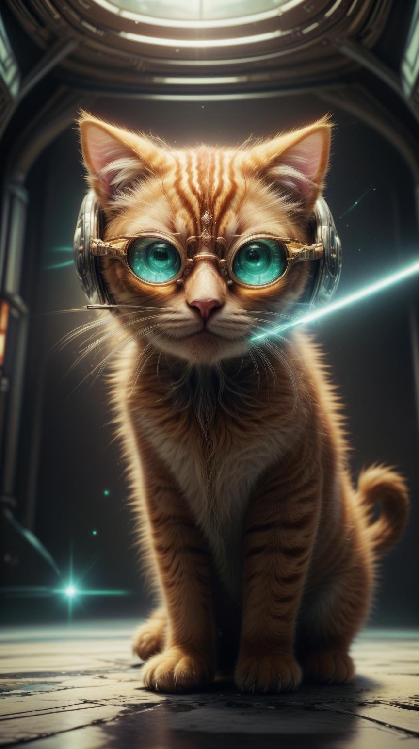 <lora:JediStyle:1>JediStyle a cute ginger cat with green round glasses and star wars helmet and lightsaber, star wars, beautiful glowing lights, sci - fi, stunning, intricate, elegant. highly detailed, digital painting. artstation. smooth. sharp focus. illustration. art by artgerm and greg rutkowski and alphonse mucha, sci-fi, hi-tech,  DonMF43 a cute ginger cat with green round glasses and star wars helmet and lightsaber, star wars, beautiful glowing lights, sci - fi, stunning, intricate, elegant. highly detailed, digital painting. artstation. smooth. sharp focus. illustration. art by artgerm and greg rutkowski and alphonse mucha, Fae <lora:DonMF43-000011:0.6> a cute ginger cat with green round glasses and star wars helmet and lightsaber, star wars, beautiful glowing lights, sci - fi, stunning, intricate, elegant. highly detailed, digital painting. artstation. smooth. sharp focus. illustration. art by artgerm and greg rutkowski and alphonse mucha, <lora:add_detail:0.5>, (Masterpiece:1.3) (best quality:1.2) (high quality:1.1)