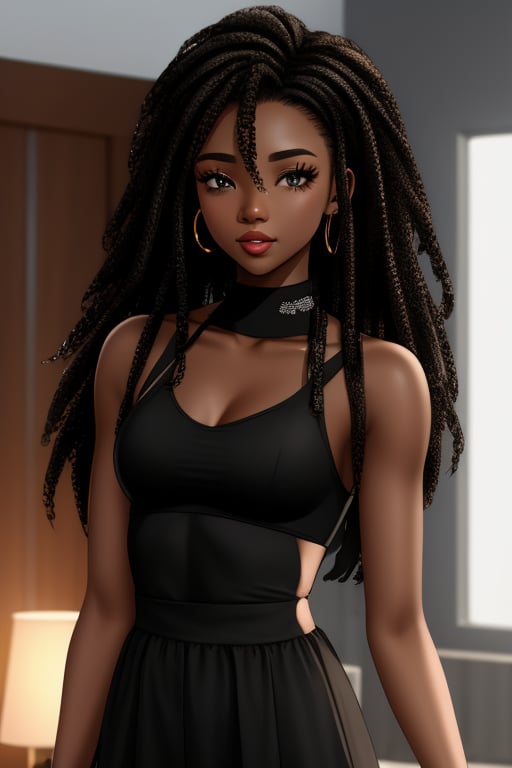 Dana, black skin, long hair