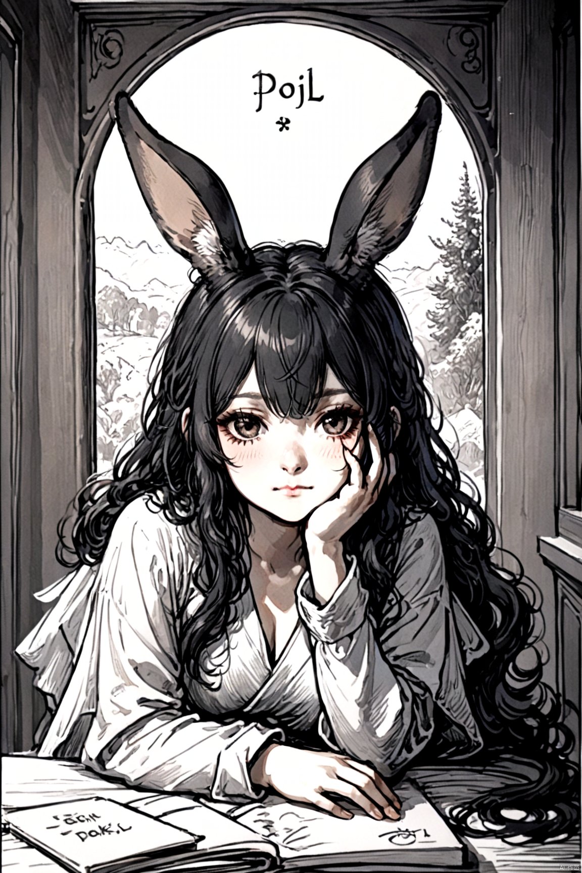 hands on face,  seductive leaning forward detailed skin,  ((black hair)) by bearbear on Tensor.Art