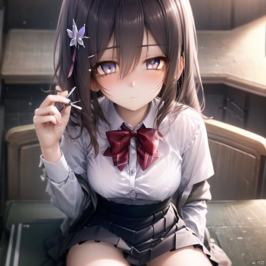 1girl,  solo,  Place hands on knees by 灯之幻星河 on Tensor.Art