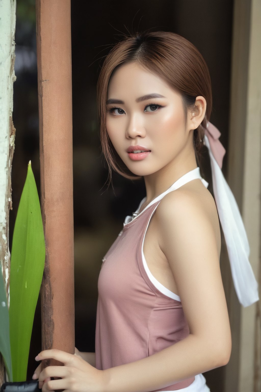 1girl, solo, Thailand model, Ao Tac, realistic, detailed face, looking at viewer, full body view. 