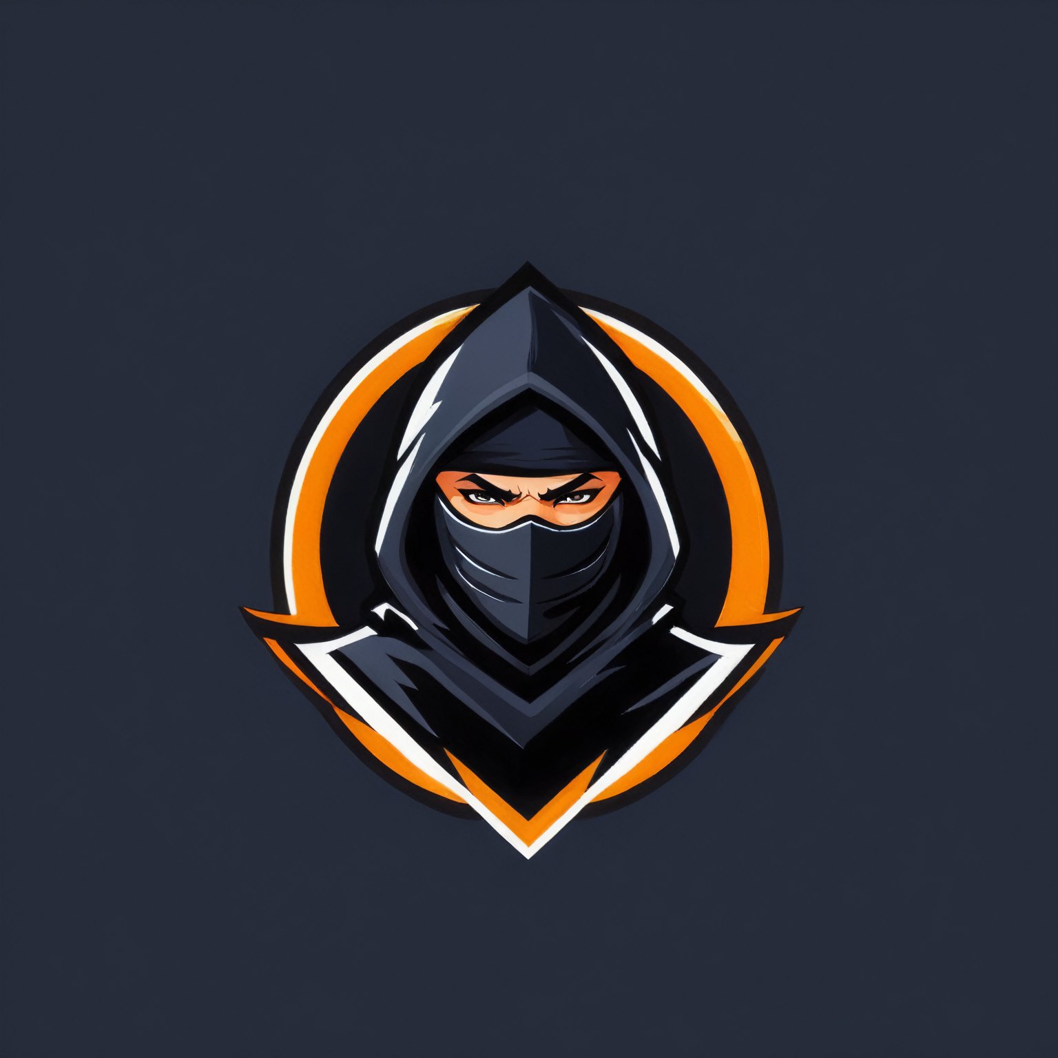 (best quality, 4k, 8k, highres, masterpiece:1.2), ultra-detailed,Gaming logo design,illustration, a logo for ninja with a black hood.