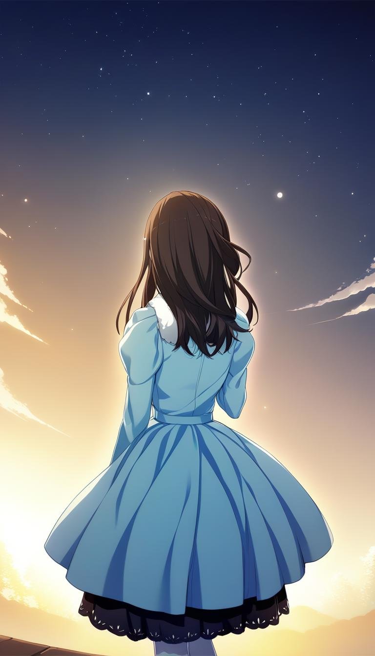 1girl,  miki kotori,  fur collar blue dress by CruZz127 on Tensor.Art