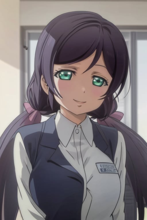 solo, 1girl, , nozomi toujou, school uniform, looking at viewer, smile,nozomi toujou