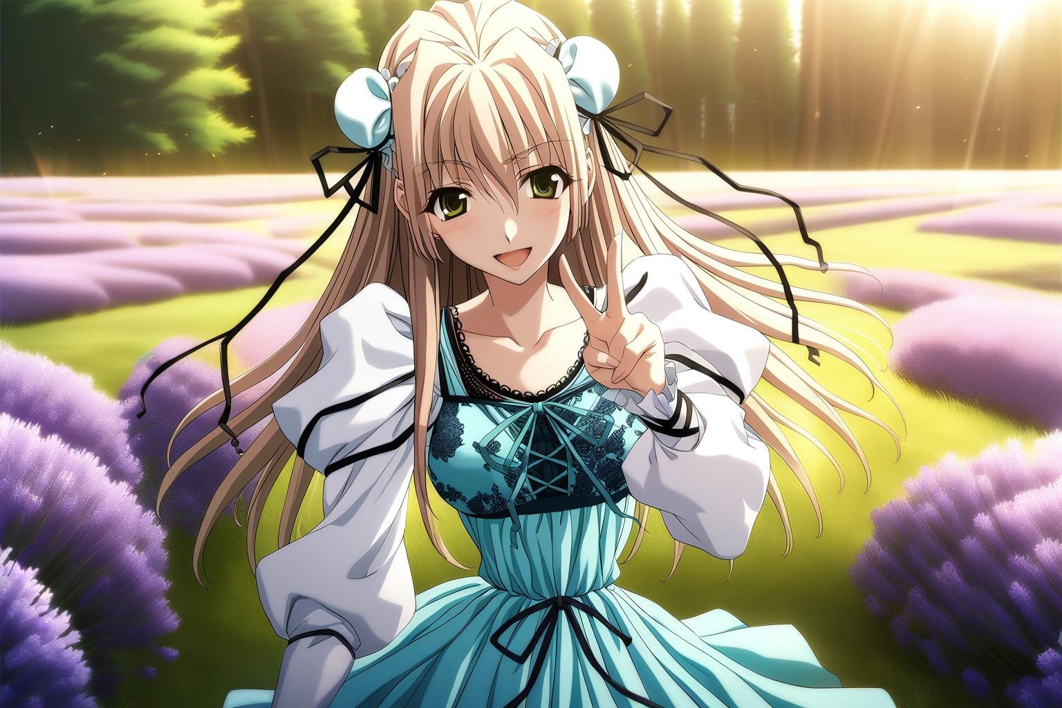 1girl,  Hanamatsuri Karin,  aqua dress by CruZz127 on Tensor.Art