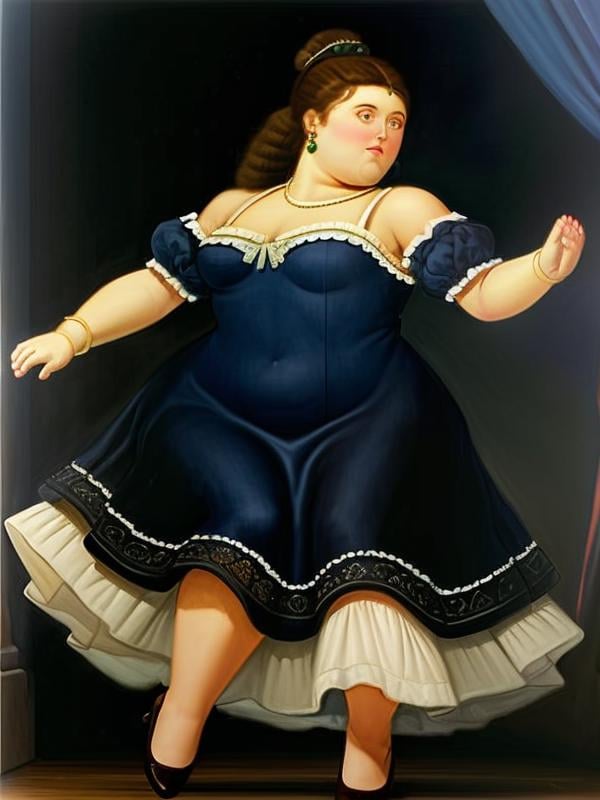 gquality, botero, <lora:botero-10:1> 1boy, 1girl, dancing, dress