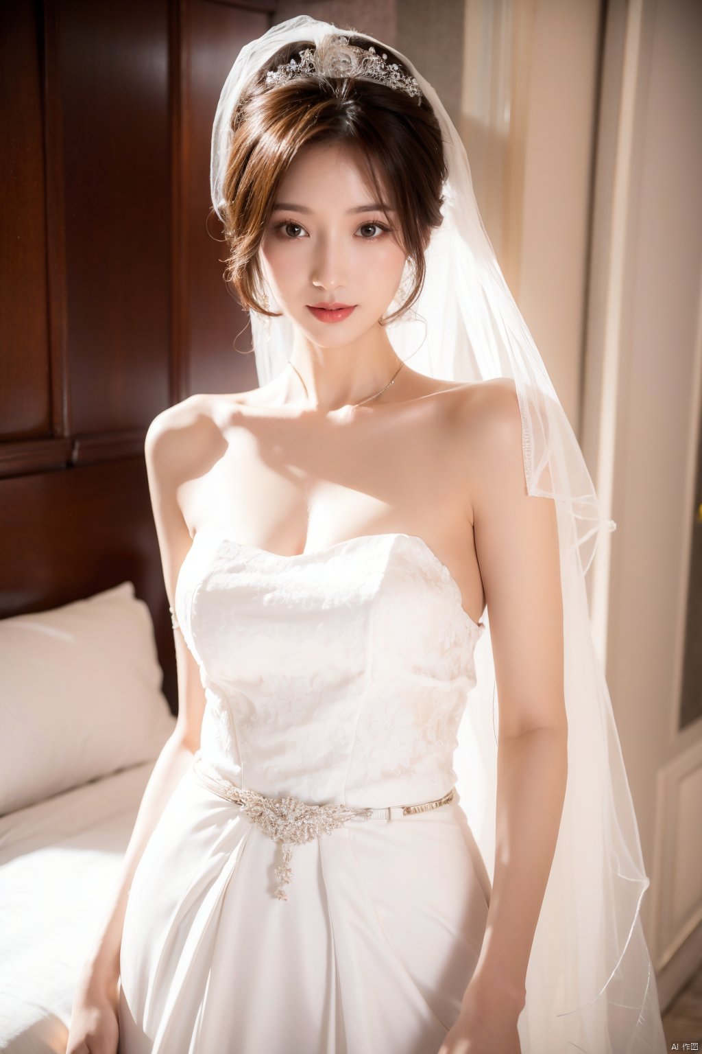 A peerless beauty wearing a white wedding dress,  white wedding,  Beauty by 银河落九州 on Tensor.Art