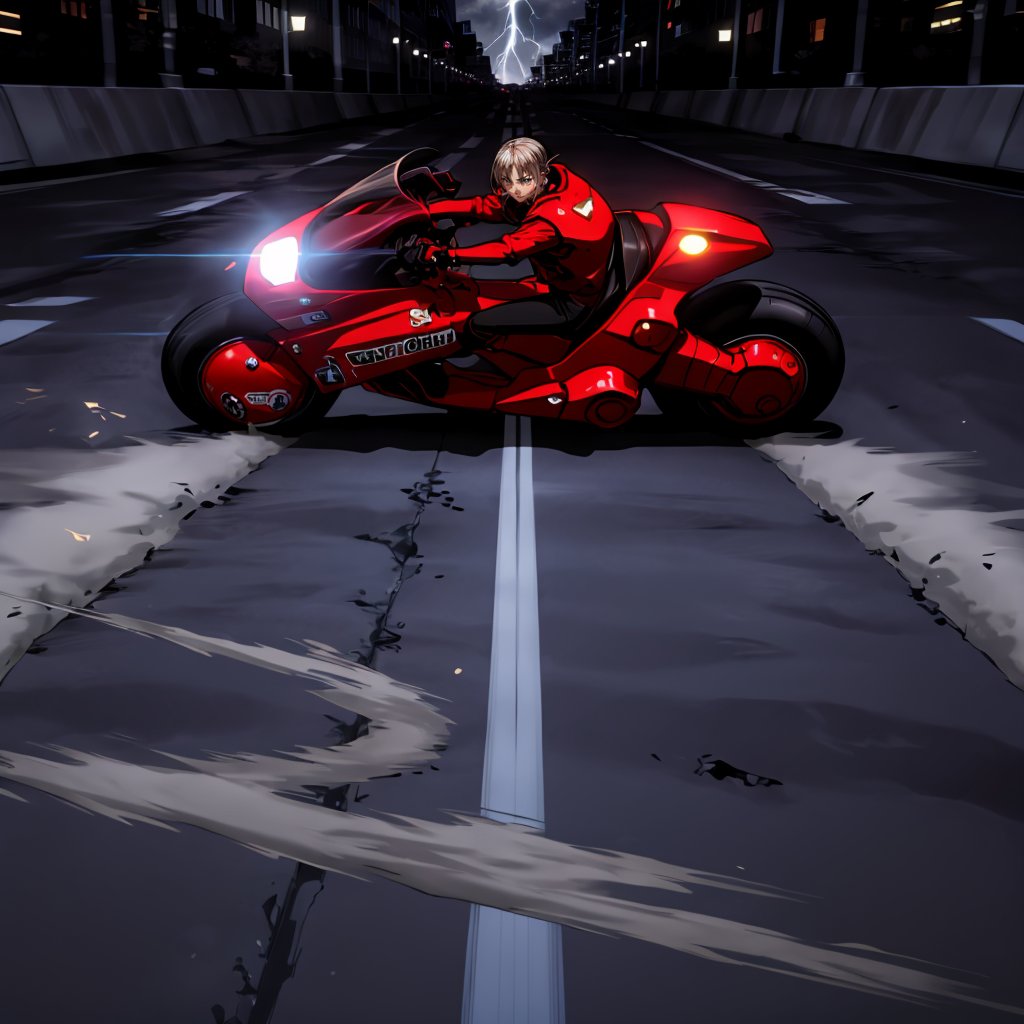 <lora:kanedabike004:0.7>,<lora:add_detail:0.9>,1girl,riding,(sidesliding:1.1),smoke,lightning effect,