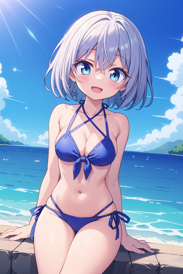 insanely detailed, absurdres, ultra-highres, ultra-detailed, best quality,1girl, solo, nice hands, perfect handsBREAK(pastel colored bikini:1.3)BREAKhappy smile, laugh, open mouth,sitting on beach, seductive pose, cowboy shotBREAKslender, kawaii, perfect symmetrical face, ultra cute girl, ultra cute face, ultra detailed eyes, ultra detailed hair, ultra cute, ultra beautifulBREAKEvening sea Capture the mesmerizing beauty of the ocean as the sun sets, painting the sky with warm hues, depth of field, ultra detailed backgroundBREAKmedium breasts, cleavage, extremely detailed navelBREAKrainbow color hair, multiple color hair, rainbow color eyes, spiked hair, hair between eyes