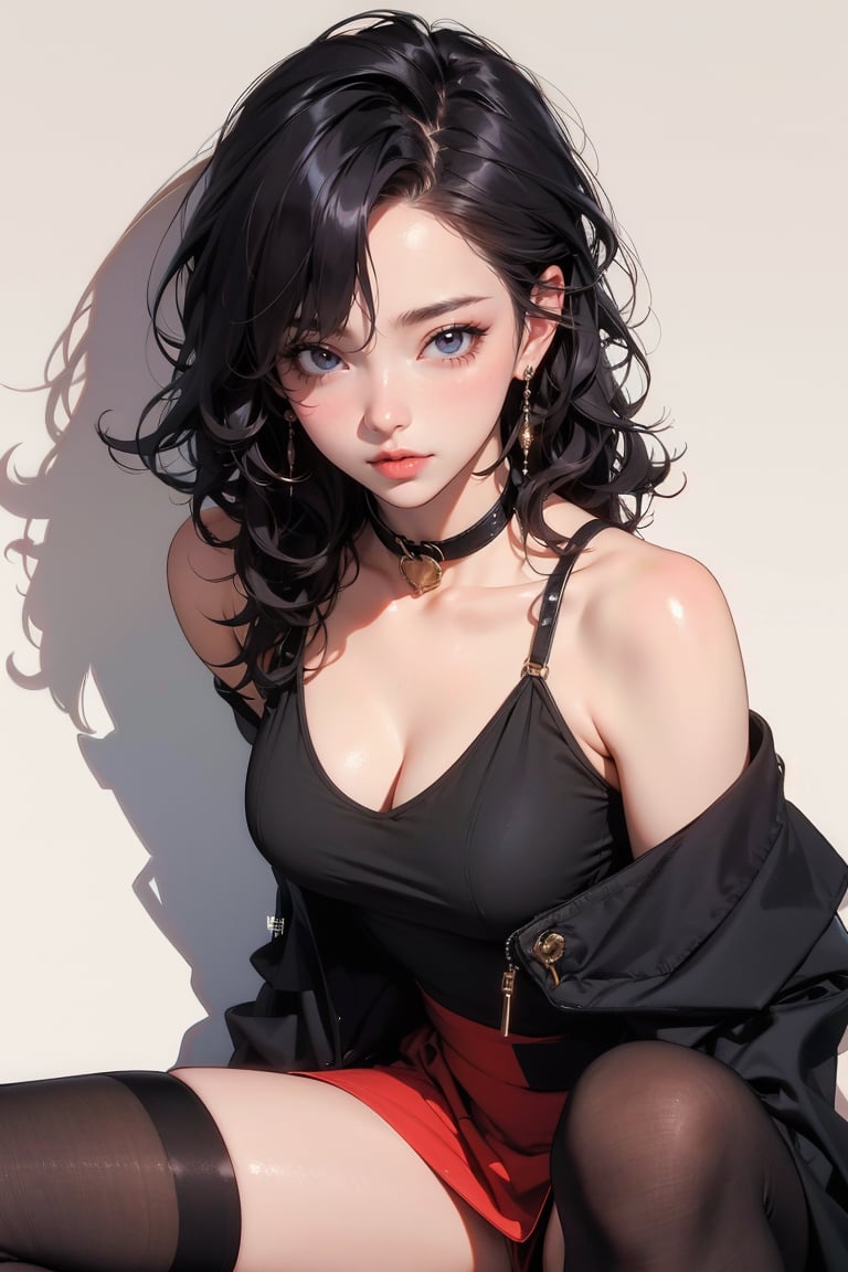 ((masterpiece, high quality, best quality, 8k, wallpaper, fine lineart, highly detailed, absurdres)), 1girl, korean popstar, thighhighs, miniskirt, high heels, mesh top, long black hair, pretty hands, cameltoe, curly hair, 