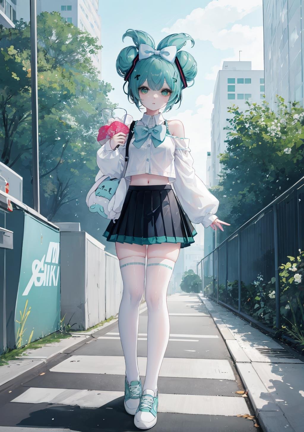 miku_cinnamon,  blue hair,  aqua bow by Lembont on Tensor.Art