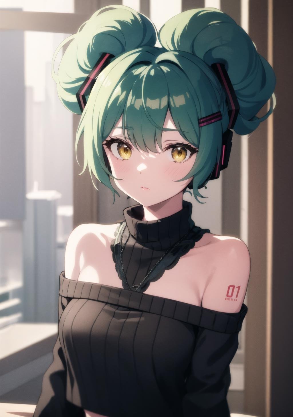 miku_cinnamon,  green hair,  yellow eyes by Lembont on Tensor.Art