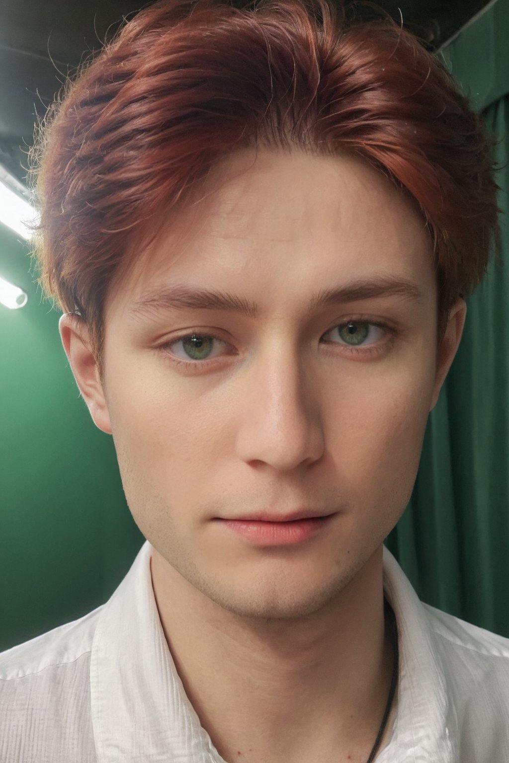 (ultra realistic,best quality),photorealistic,Extremely Realistic, in depth, cinematic light,hubgman,

Extremely Handsome man, white shirt, red hair, green eyes, 

intricate background, realism,realistic,raw,analog,portrait,photorealistic,