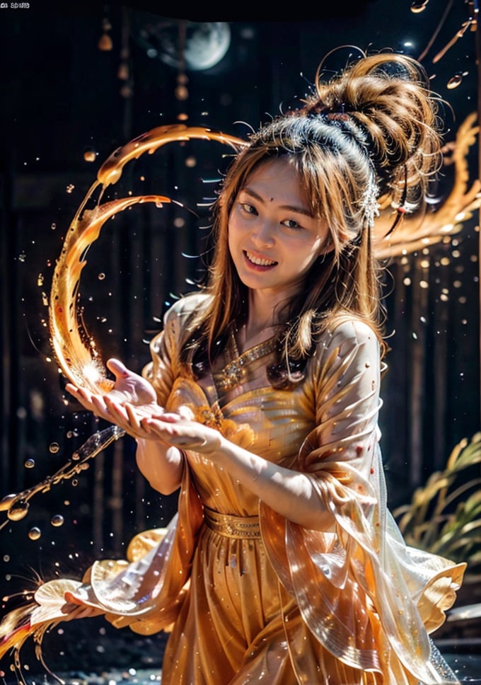Tilt-shift photo of Jupiter,  splash art,  a close up liquid luminous moon lady made of colors by 启明熙晨 on Tensor.Art
