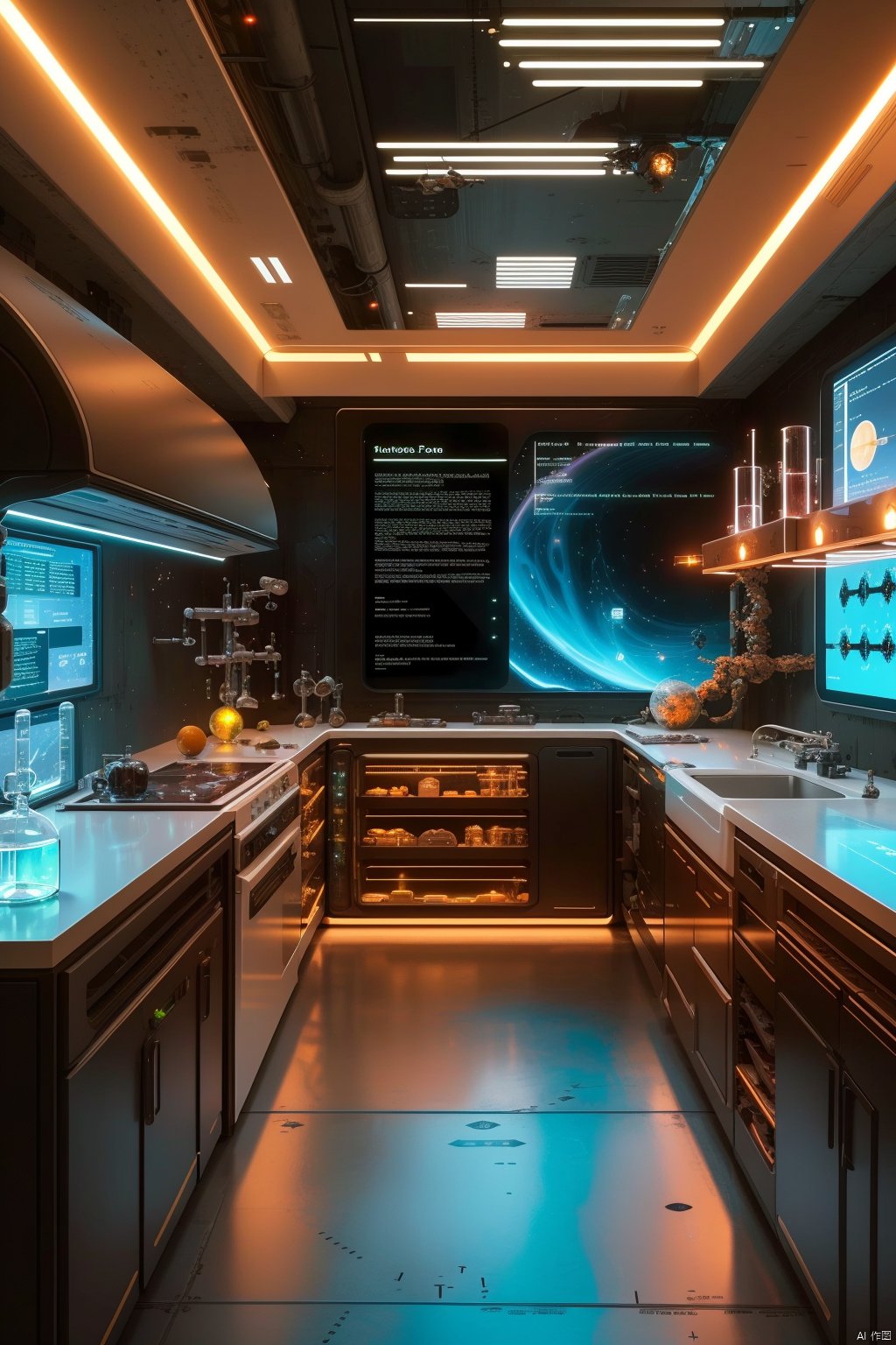 kitchen,(science fiction:1.5)