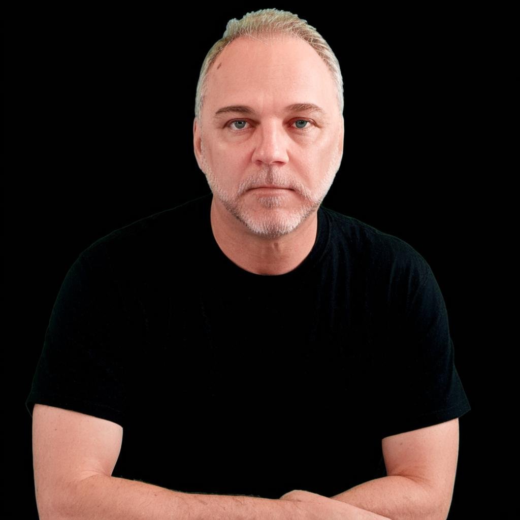 Craig Severance wearing a black shirt smiling at camera ,  (((Masterpiece))),  complex 3d render by Talk About News!  on T...