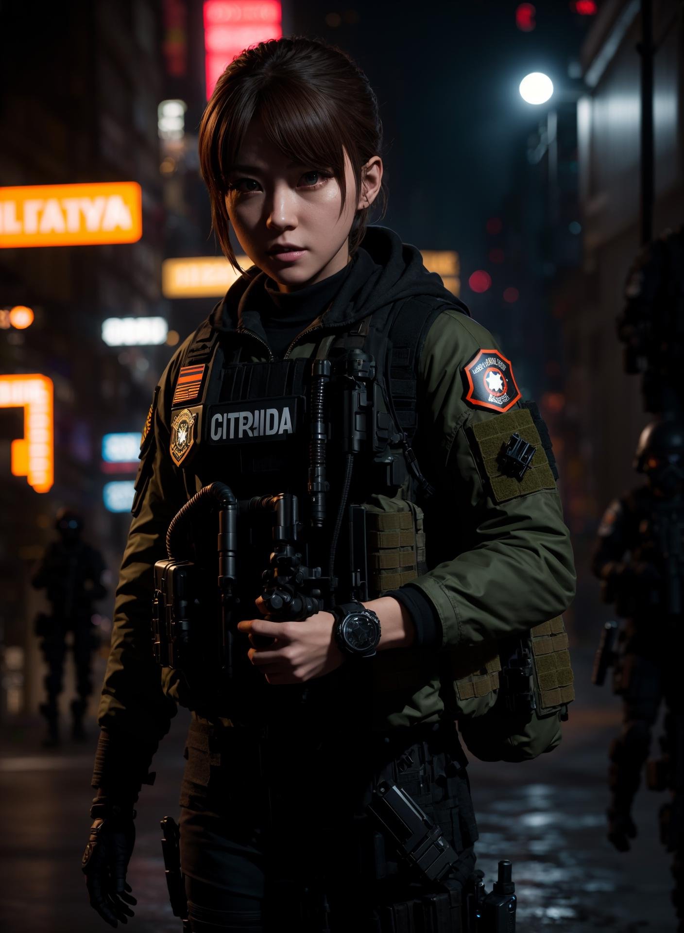 newyork city in biohazard environment , special forces soldier style // delicate colorful 3D model of anime girl cosplay as an agent in The Division series game, tacticool agent outfit, fantasy model