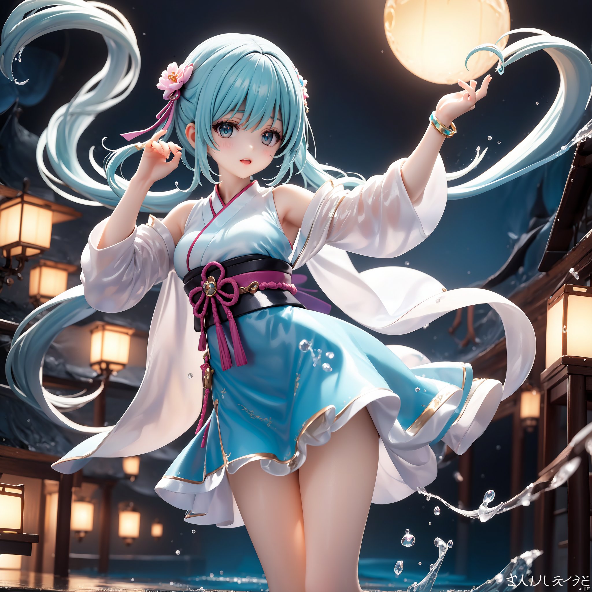 2D animation,  anime style,  girl standing in the water by 新月照澄湾 on Tensor.Art