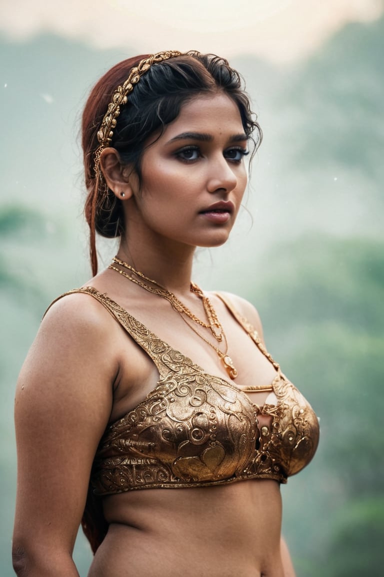 teen skinny girl, erotic, busty wet , thick, photography, Stoic, ancient goddess, cinematic, jewellery, 4k, epic, desi, detailed photograph, shot on kodak detailed, bokeh, cinematic, hbo, volumetric fog, volumetric light, flame bokeh