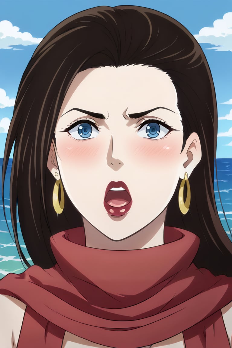 female focus,  blue eyes,  blushing by TropicalUniverse on Tensor.Art