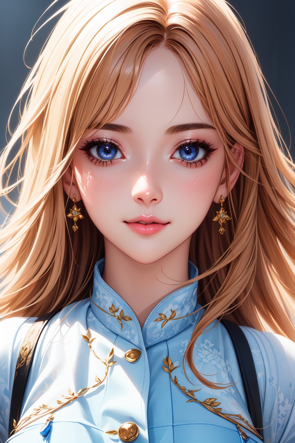 Cute girl, tender smile, colors, masterpiece. Bursh strokes in background. casual clothes (white blouse, denim shorts), Pretty face, pretty eyes, pretty hands, digital art, professional style, pretty detailed anime eyes, pretty skin, hyper-detailed masterpiece, hyper-detailed eyes, hyper-detailed mouth, hyper-detailed nose, hyper-detailed face. Beautifully detailed face and body, detailed lips, great skin detail, detailed light, detailed reflections, detailed eye pupils, detailed shiny hair, detailed clothing, beautiful detailed background. Details all over the image. Stunning and attractive image. Beautiful and elegant color palette. Detailed colors. Balanced and beautiful light, brightness and shadows. Visually stunning. Balanced and beautiful picture composition. beautiful textures and too detailed. illumination with sublime appearance.