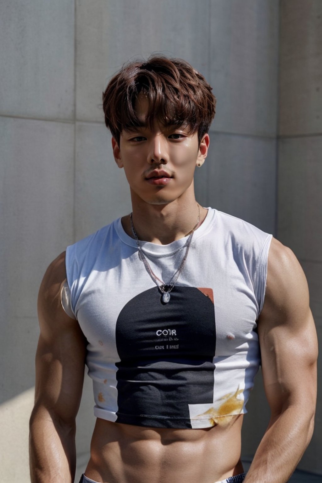  Photo upper body, skin clear, 8k, high_resolution, Masterpiece, background simple, looking at viewer, t-shirt ,1boy,Youngman,Idol, kpop man ,Corean guy